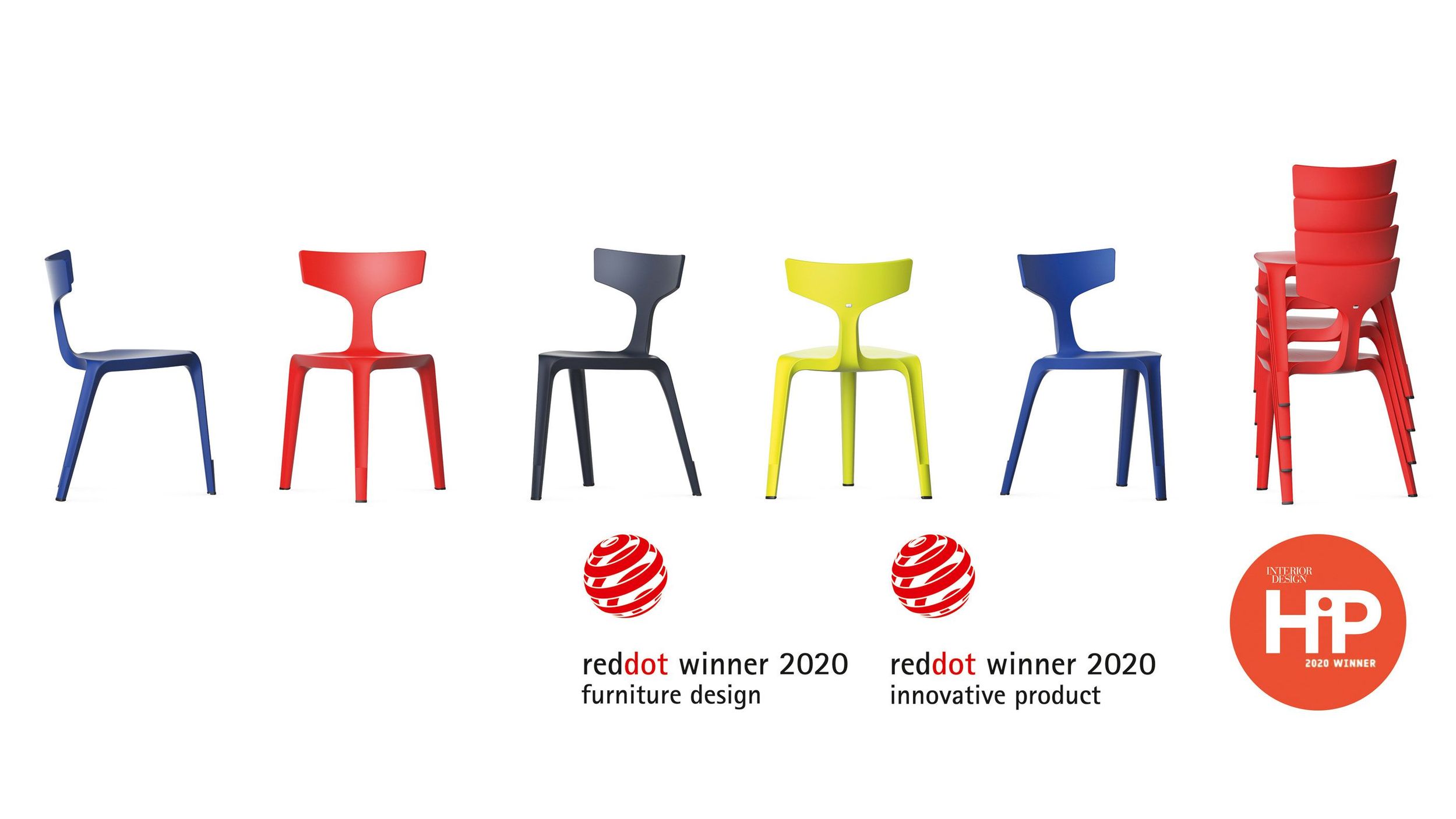 The Stakki chair by designer Martin Ballendat has been awarded several prizes; it is the 2020 reddot winner in the categories furniture design and innovative product and won the HiP Award from Interior Design in 2020.