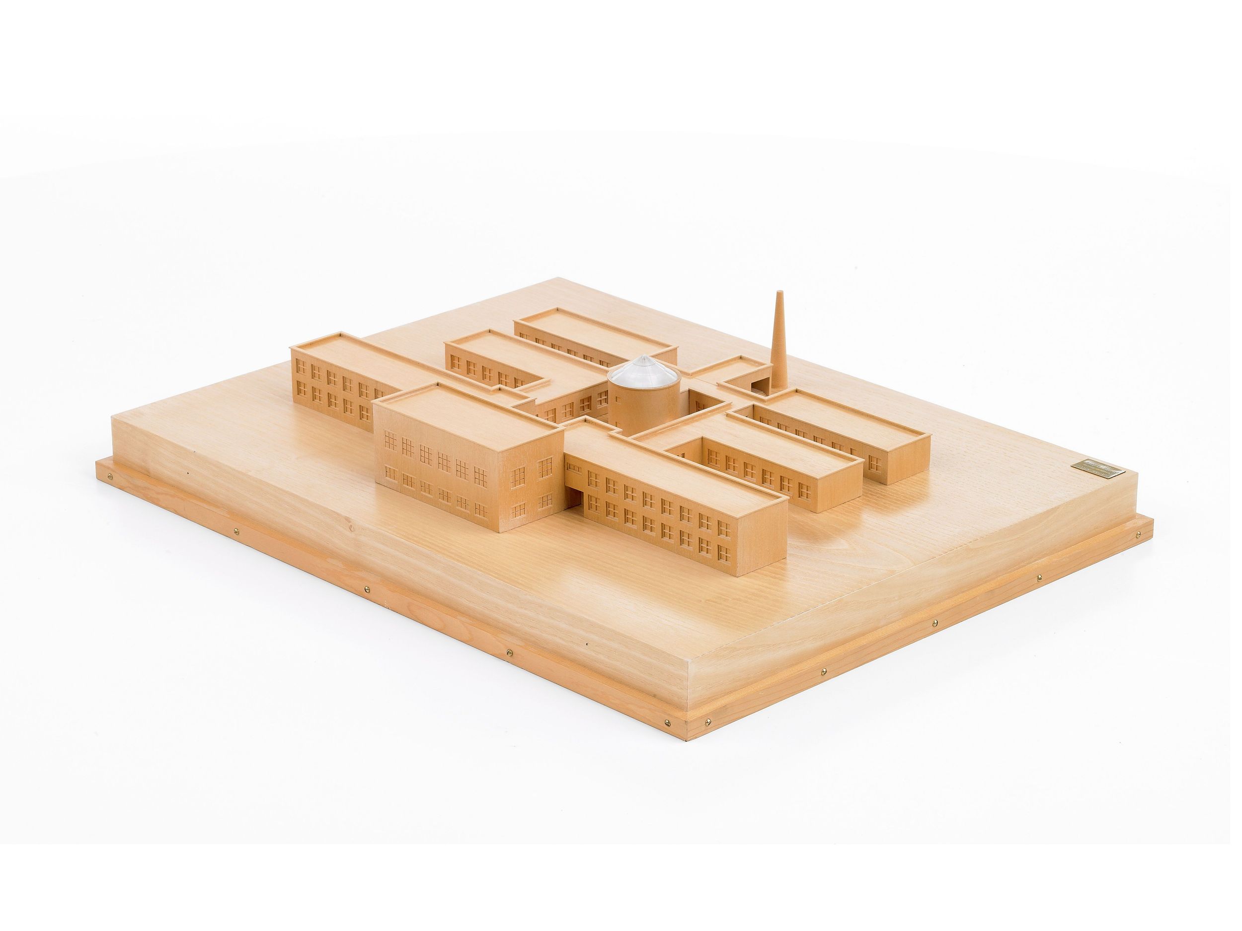 Model of the Salvatore Orrù primary school in Fagnano Olona, Italy: Aldo Rossi designed typified urban elements for the complex, reduced to geometric bodies.