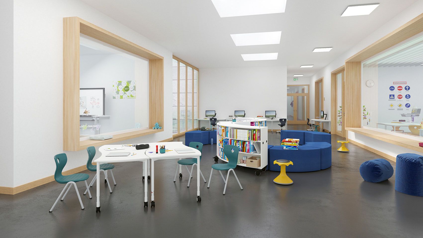 Recreation area of a primary school with furniture by VS