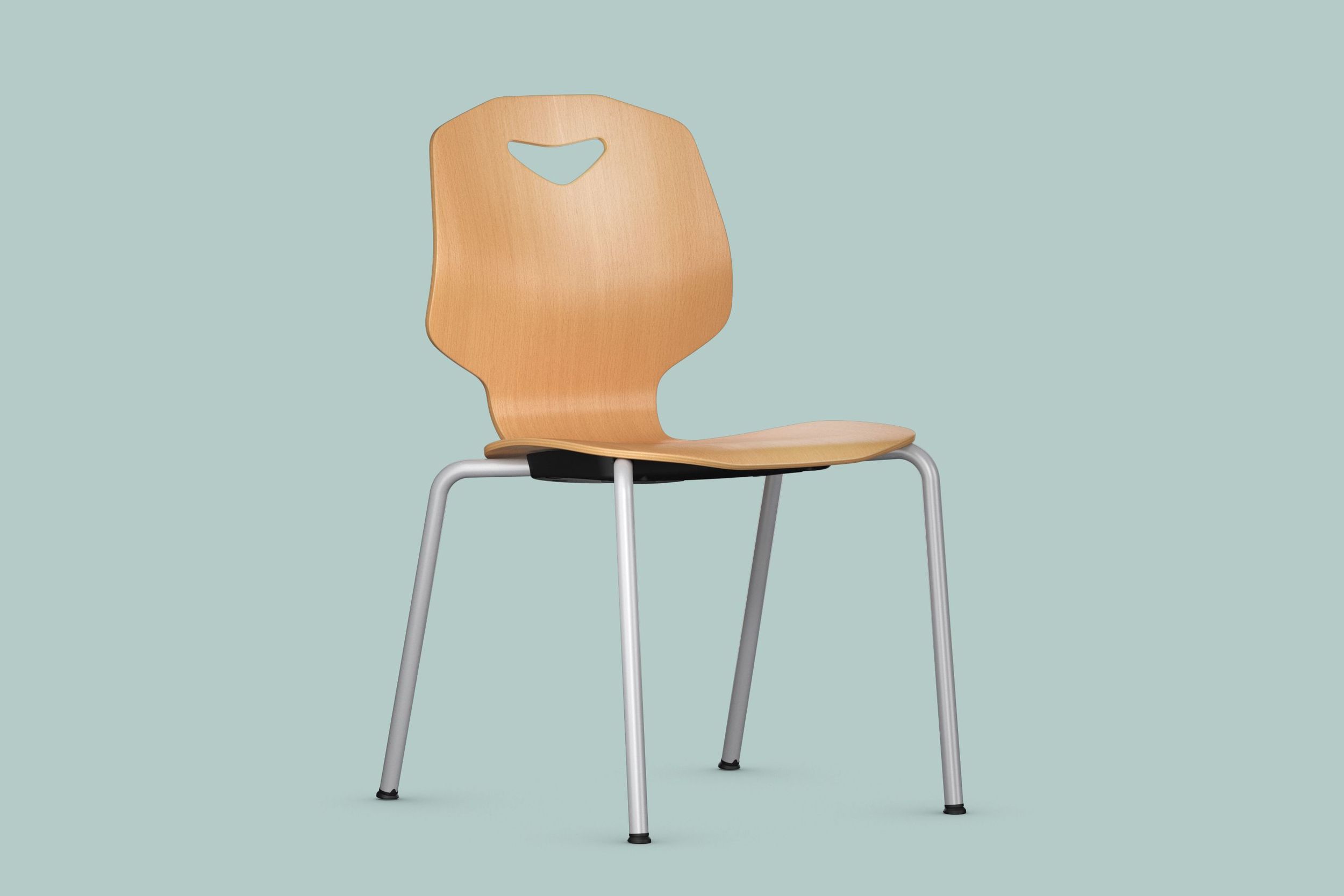 The JUMPER Ply Four by VS, a four-legged chair with wooden seat shell