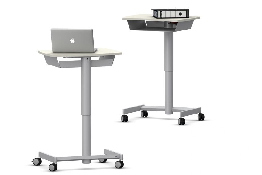 Two teacher's desks from Shift+ with shelf, height adjustment and castors