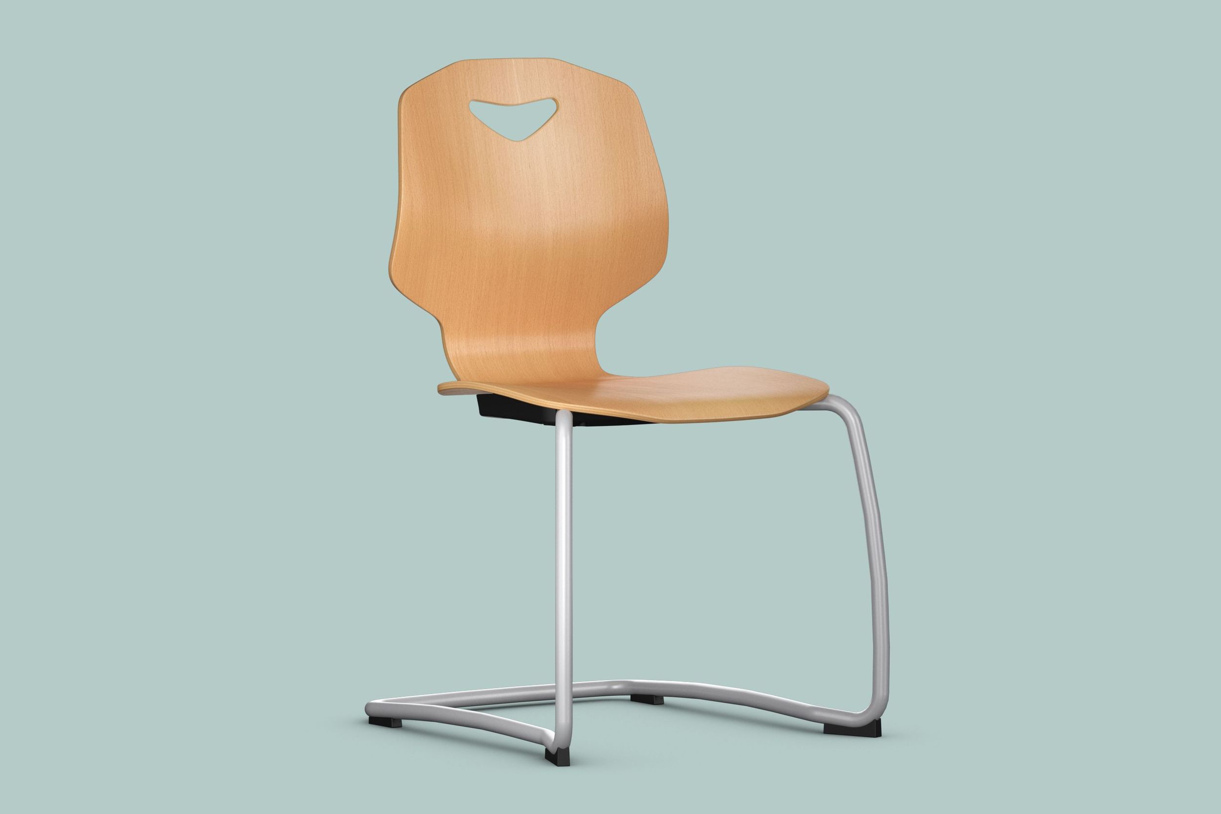 The JUMPER Ply Meet cantilever chair with wooden seat shell by VS