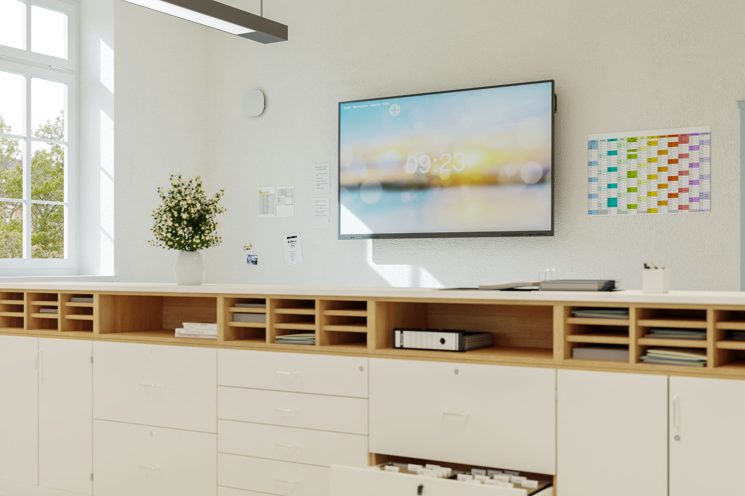 Sideboard Serie 800 in Dekor weiß und Buche