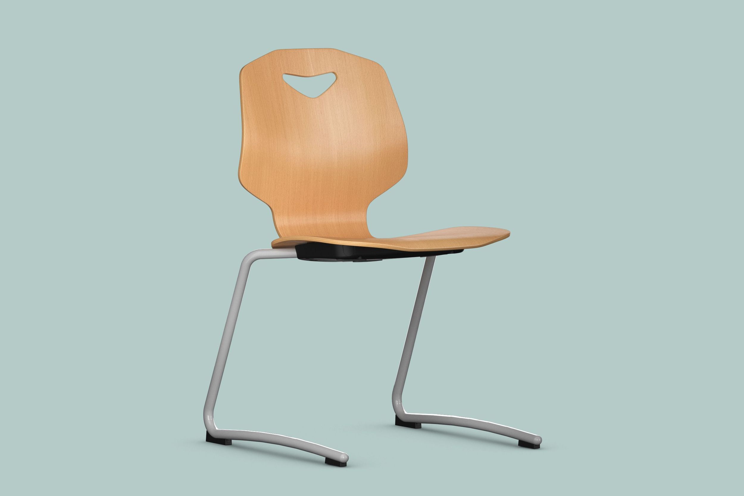 The JUMPER Ply Active in natural coloured wood stain, a cantilever chair by VS