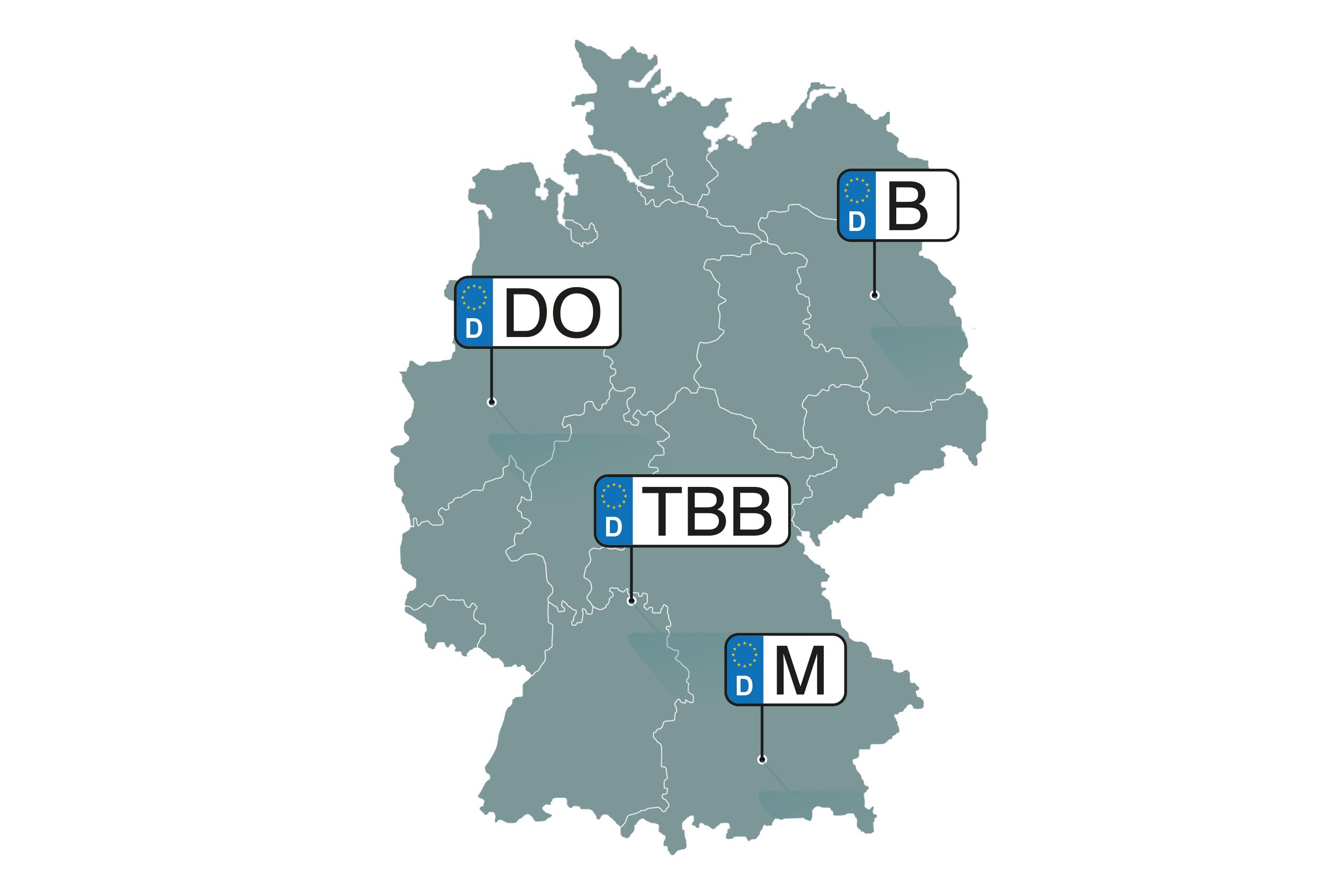 Die vier Niederlassungen von VS sind auf einer Deutschlandkarte markiert: Berlin, Dortmund, München und Tauberbischofsheim.