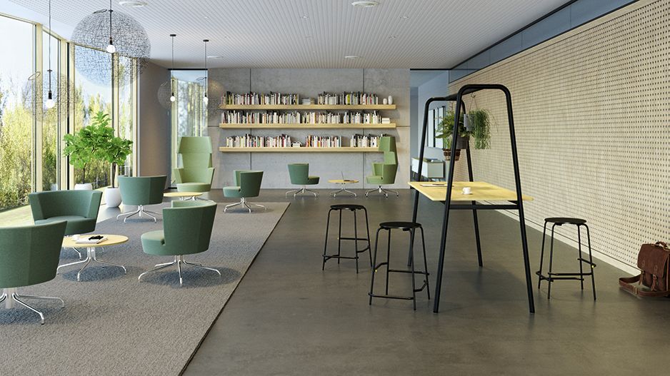 Break room as a meeting area with the LowBack and HiBack armchairs from the VS Lounge series