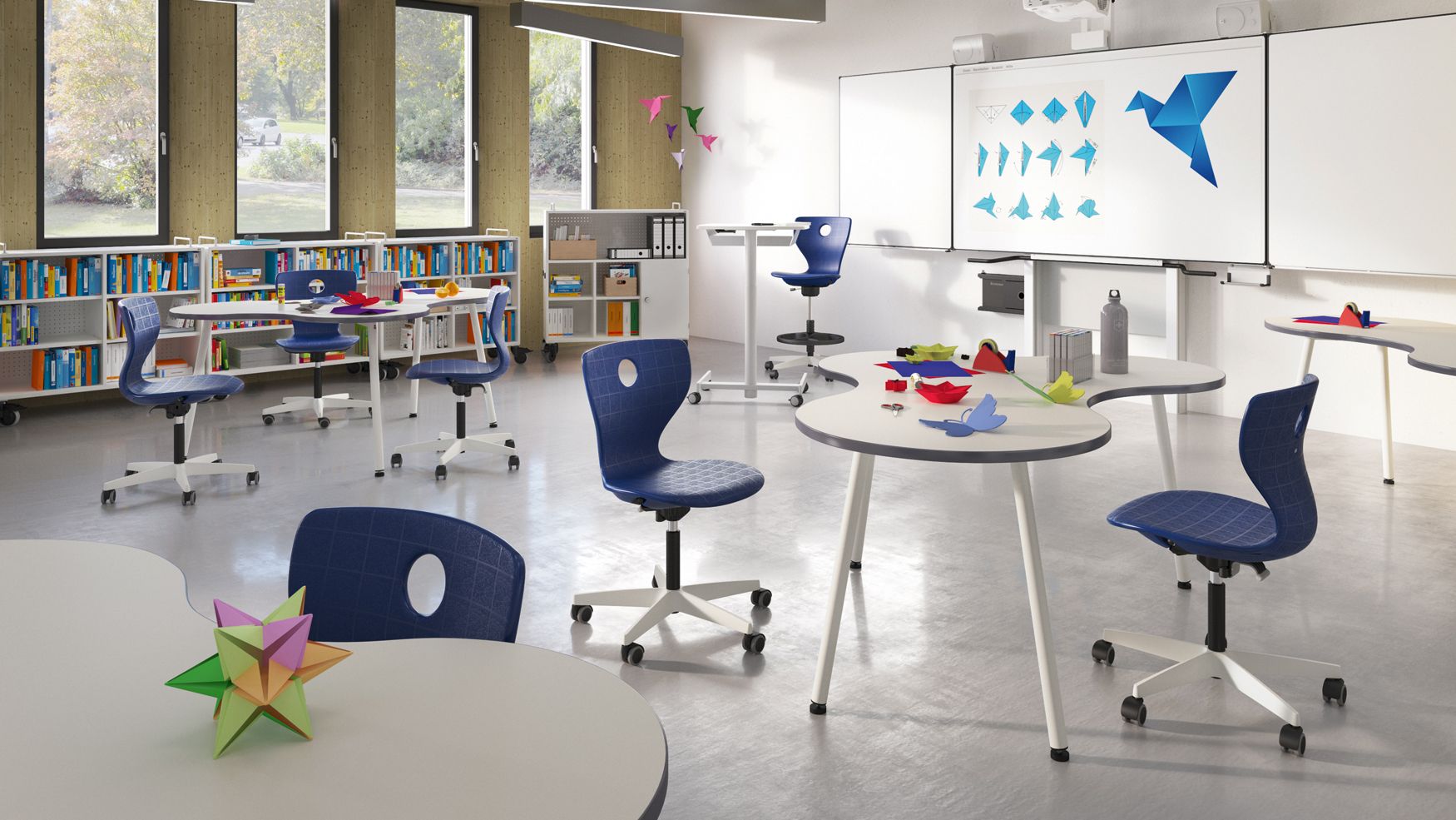 Craft room with VS tables Puzzle and student chairs PantoMove-LuPo