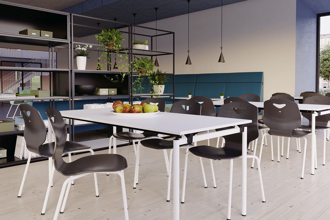 JUMPER Ply Four chairs by VS at multi-purpose tables in a canteen