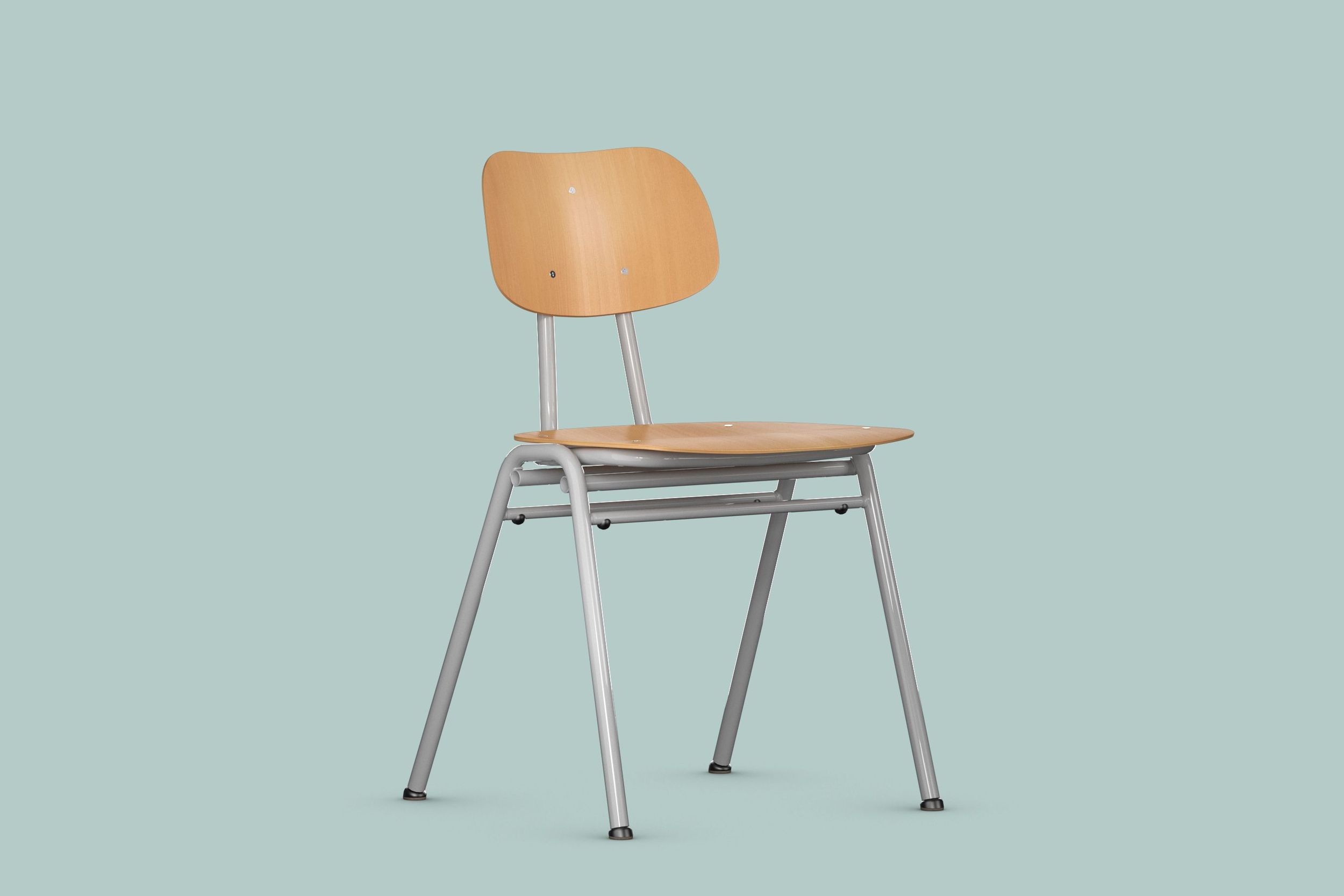 The KN-39 four-legged students' chair by VS with wooden seat