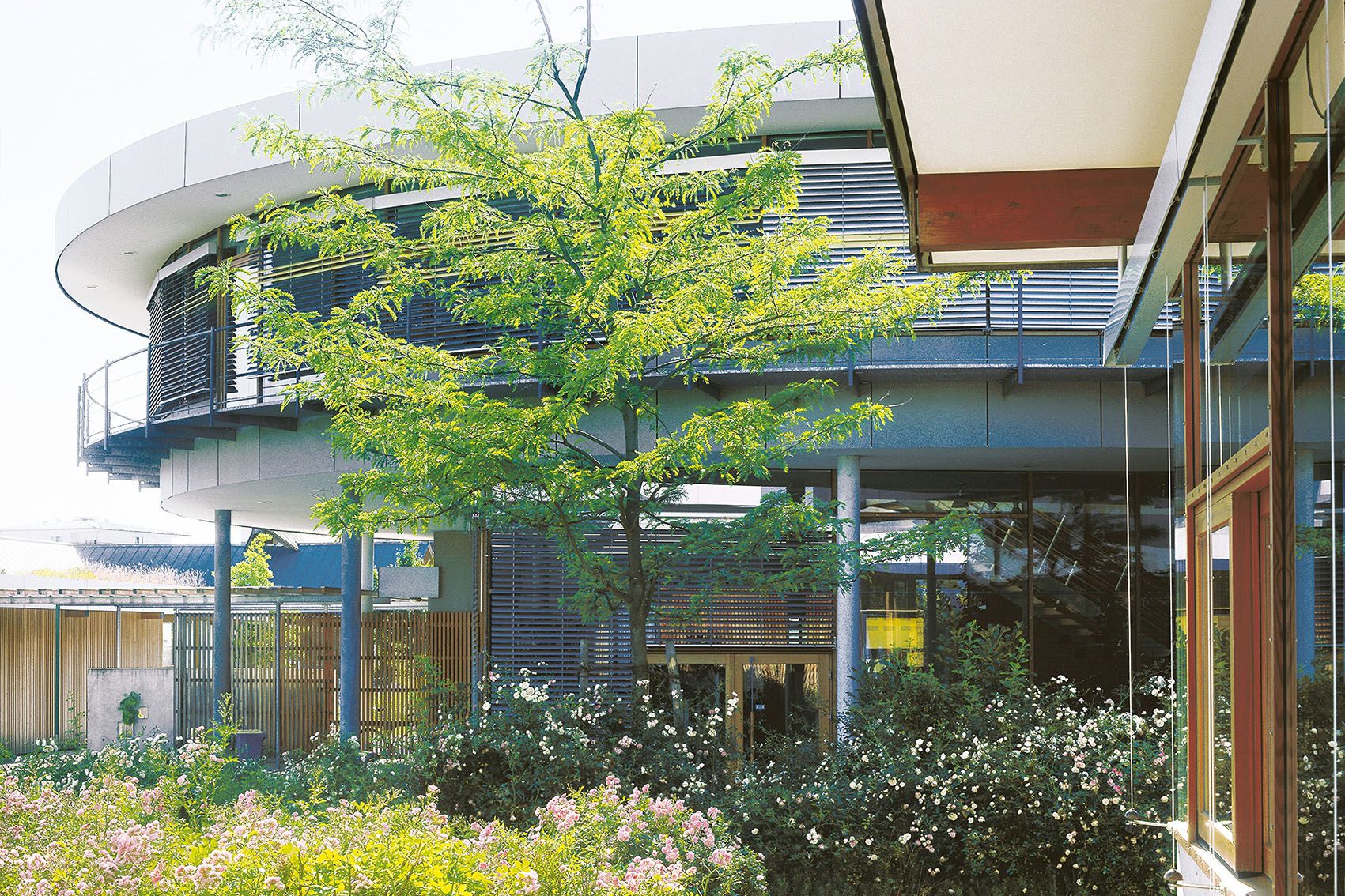 Der Rundbau der Schulanlage Ingolstadt-Hollerstauden