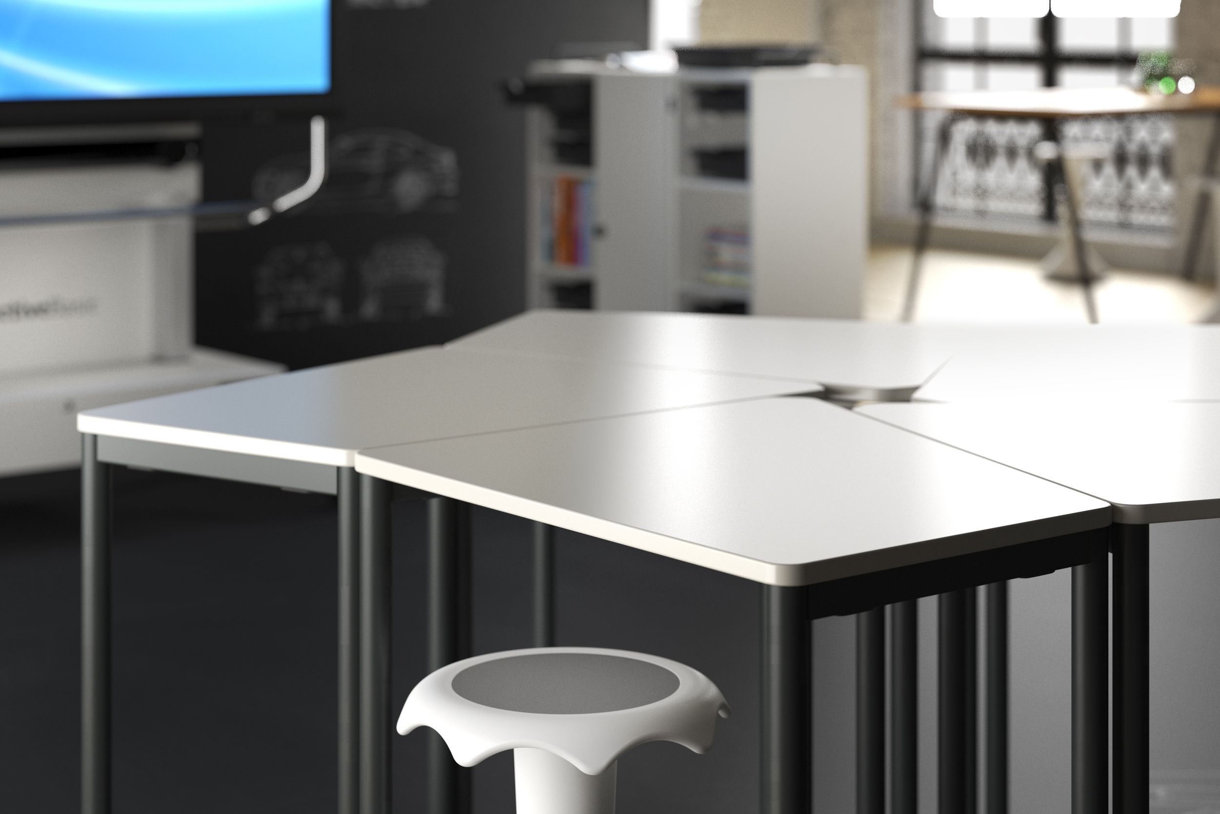 Stackable multipurpose Tano table in office setting