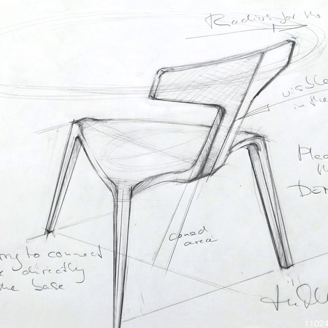 An early sketch for the multi-award-winning, sustainable chair Stakki, created by designer Martin Ballendat