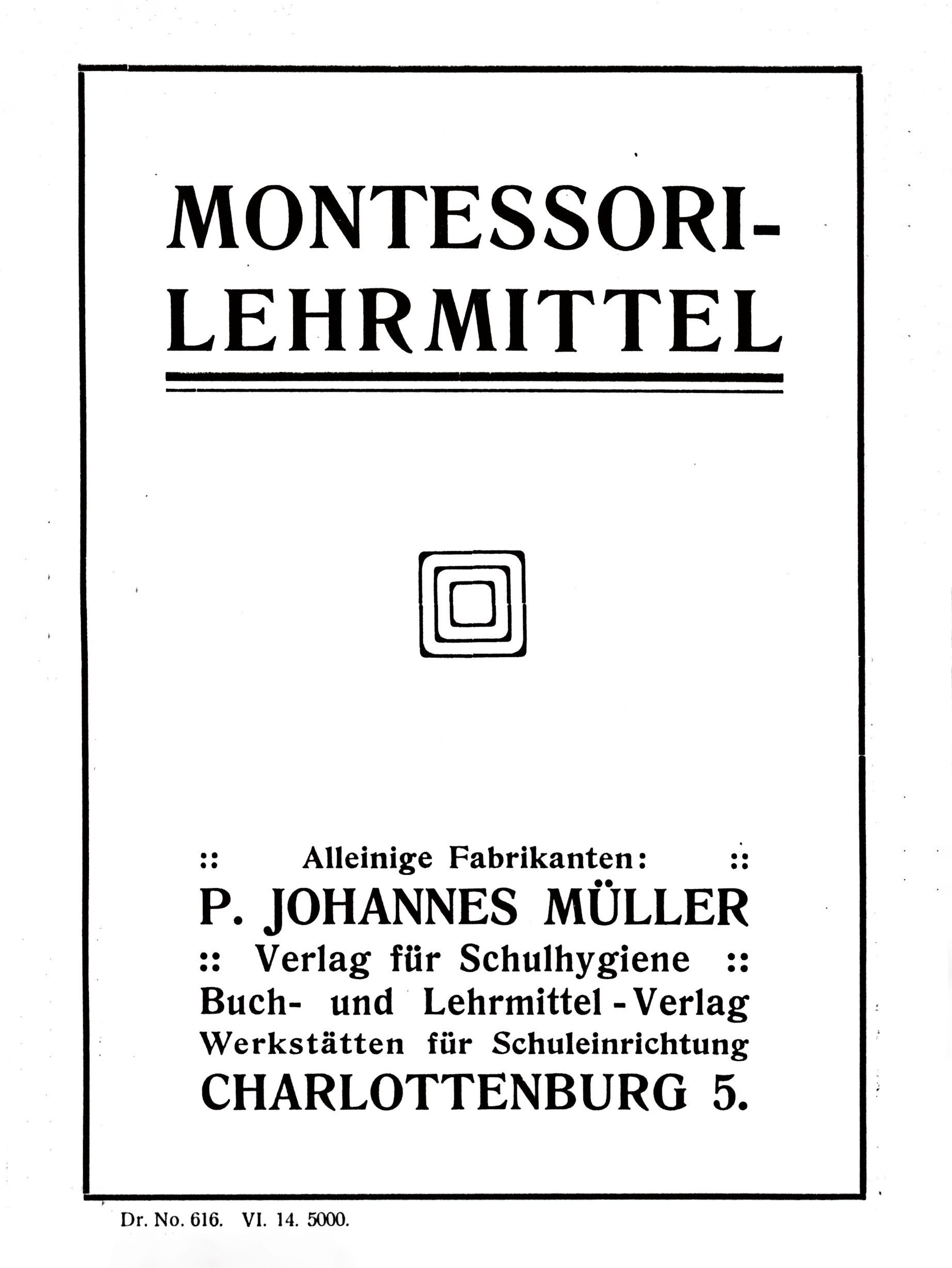 P. Johannes Müller was the sole authorised manufacturer of the German Montessori teaching aids