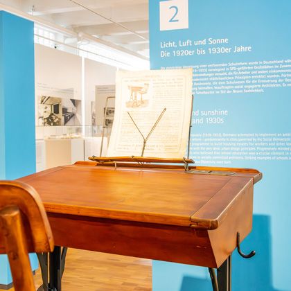 School bench from the 1920s and 1930s in the VS School Museum