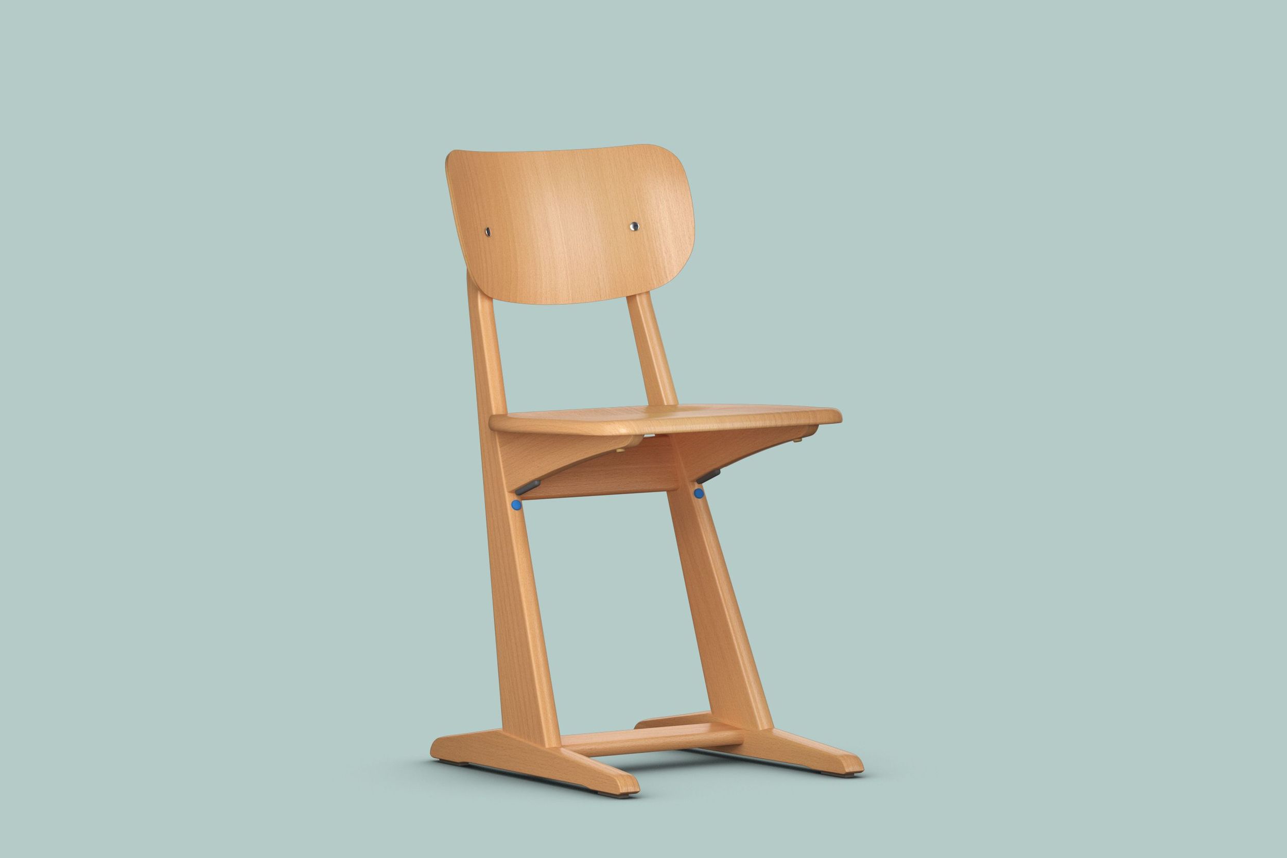 A classic: the wooden skid-chair by VS.